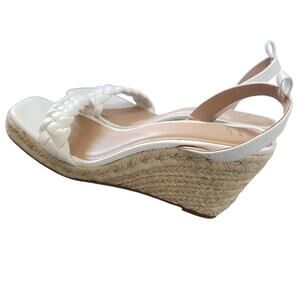 A New Day Womens Size 10 White Espadrille Wedge Sandals Braided Ankle Strap Heel